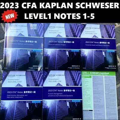 BRAND NEW 2023 CFA Level 1 Kaplan Schweser Notes Books 1-5 + QUICKSHEET - Image 1 of 4