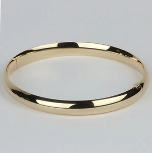 EternaGold 14k Yellow Gold Women's Oval Hinged Bangle Bracelet 7.5" - Picture 1 of 3