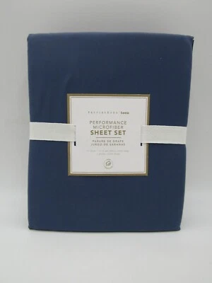 Pottery Barn Teen Performance Microfiber Sheet Set Twin/XL Faded Navy Blue 7392C - Image 1 of 4