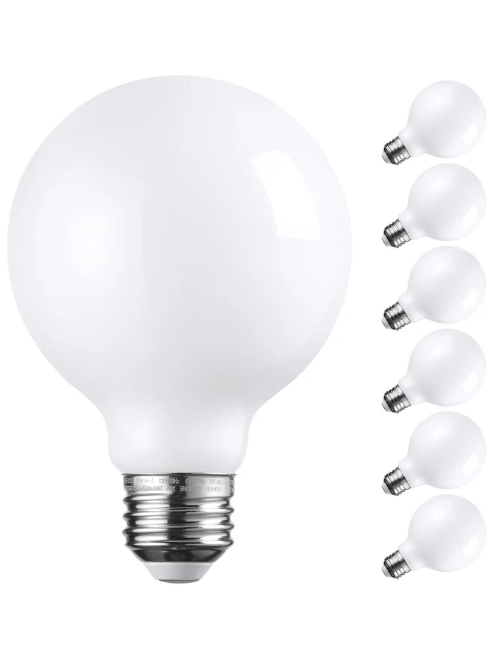 6-Pack Dimmable G25 Globe LED Bulb, 4.5W=60W, Vanity Bulbs, 4000K Cool White - Image 1 of 4