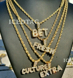 HIP HOP ICED BLING-ED OUT CULTURE, FRESH, EXTRA & BET BUST PENDANT, COLLAR DE 24" - Imagen 1 de 13