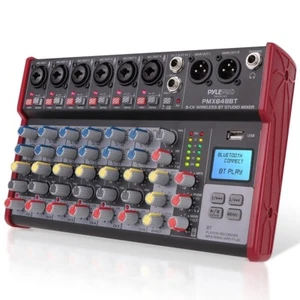 Pyle Professional 8-Channel Bluetooth Wireless DJ Mixer +48V PHANTOM POWER - Picture 1 of 8