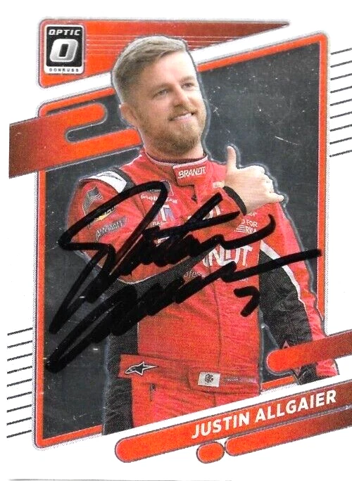 Justin Allgaier signed 2022 Donruss OPTIC #32 NASCAR XFINITY CHAMPION auto - Image 1 of 1