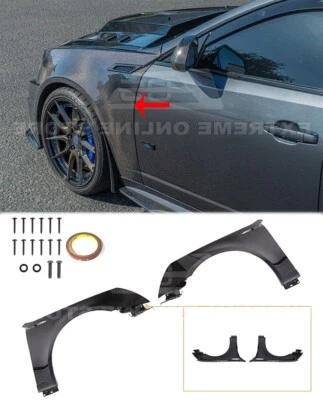 Pair Carbon Fiber Front Side Fender For 09-15 Cadillac CTS-V Factory Trim Cover Foto 1 de 4
