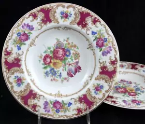 Lote de 2 cuencos de sopa Syracuse Romance granate con borde - Imagen 1 de 4
