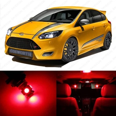 Paquete de 9 luces interiores LED rojas para Ford Focus 2012-2018 + herramienta de palanca Foto 1 de 4