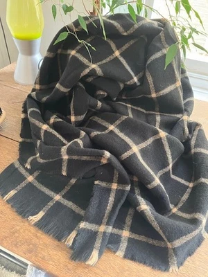 Beautiful Zara Black & Mustard Plaid Large Soft Scarf  - Image 1 of 4
