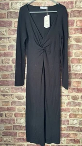 Mango Black knit/knot Midi dress Size: 14/XL New Knitted - Picture 1 of 6