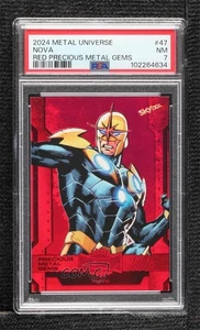 2024 Skybox Marvel Metal Universe Avengers PMG Red 39/100 Nova #47 PSA 7 - Picture 1 of 3