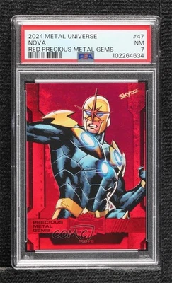 2024 Skybox Marvel Metal Universe Avengers PMG Red 39/100 Nova #47 PSA 7 - Image 1 of 3