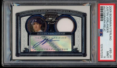 2005 Bowman Sterling JUSTIN VERLANDER #BS-JV First Year Rookie Patch Auto PSA 9 - Image 1 of 2