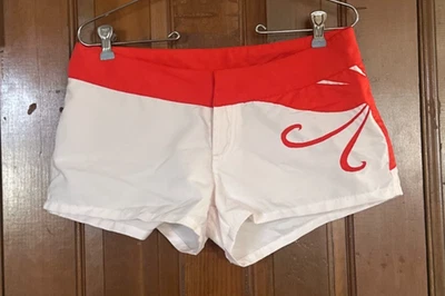 Oakley Board Shorts Women's SZ 6  Swim Surf  Style Hot Pants White Orange - Image 1 of 4