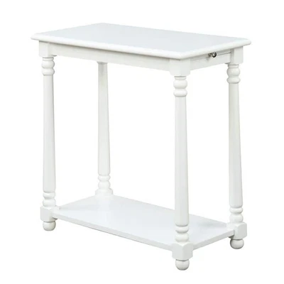 End Table French Country White Regent Smooth Veneer Finish Pull-Out Shelf - Image 1 of 4