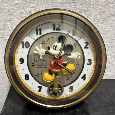 SEIKO Disney Mickey Mouse Wall Clock Time FW673B used Rare Japan Retro Original - Image 1 of 4
