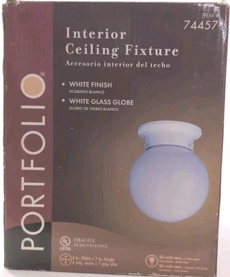 Accesorio de techo interior 60 vatios acabado blanco con globo de vidrio blanco 6" W X 7" H Foto 1 de 4