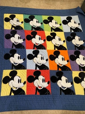Ethan Allen Disney Mickey Mouse Color Block Quilt Full/Queen Bedspread Comforter - Image 1 of 4