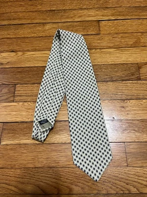 Vintage Emporio Armani 100% Silk Necktie Beige Black Tie - Image 1 of 3