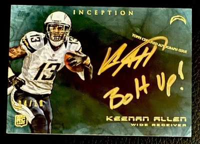 2013 Topps Inception Keenan Allen Gold "Bolt Up!" On-Card Auto RC /10!!!🔥🤩💎 - Image 1 of 2