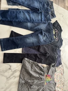 6x Little girls Lot, Jeans, Leggings, 2 Pink Floyd Dresses - Picture 1 of 5