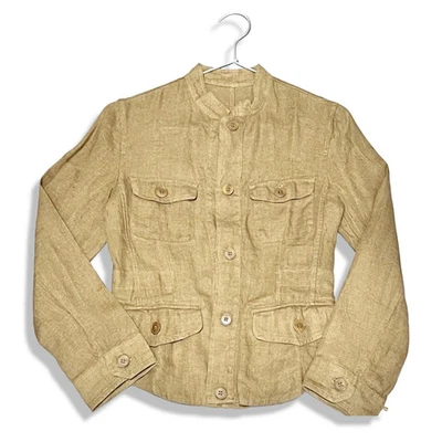 Chaqueta Militar De Lino Vintage MAX MARA WEEKEND Talla 3 - Imagen 1 de 4
