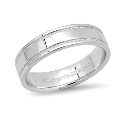 TIFFANY & Co. Aliança de casamento Together platina 6mm dupla milgrain 12 masculina - Imagem 1 de 4