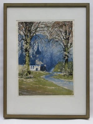 OSCAR DROEGE Großer Orig FARB HOLZSCHNITT Signiert ! GRAFIK Graphik - Bild 1 von 4