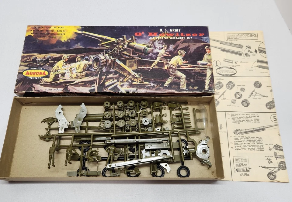 AURORA 1958 8” HOWITZER US ARMY TANK MODEL KIT #307 - 72 . Read - Image 1 of 4