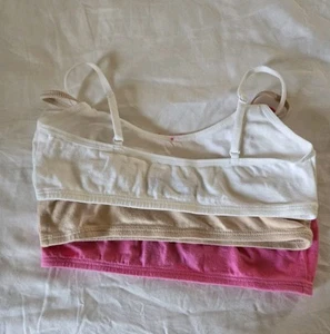 Cat And Jack 3 Pack Girls S (6/6X) Cropped Bras 1-pink, 1-white , 1-beige - Picture 1 of 6