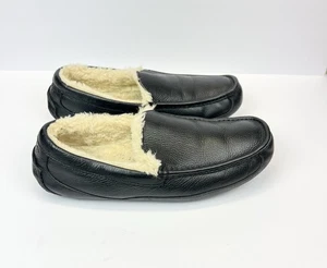 UGG Men’s Size 13 Ascot Slippers 5379B Black Leather - Picture 1 of 9