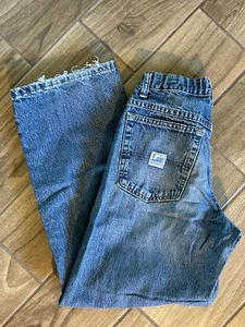 Lee Authentic Adjustable Band Youth Jeans Boys Sz 12 Reg Denim Jeans Distressed - Picture 1 of 5
