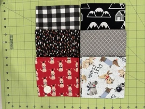 Lot Of  6 ~ Fabric fat quarter bundle ~ Black&Red - Picture 1 of 2
