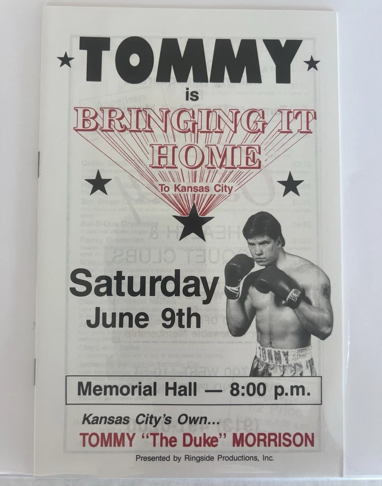 Tommy Morrison vs Charles Woolard Boxing RARE Program (1990) Kansas City, Mo. - Image 1 of 1