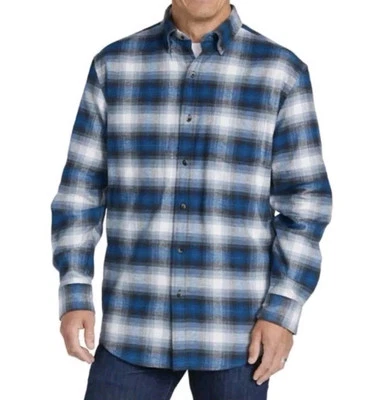Camisa xadrez de flanela Pendleton Mason, xadrez azul tamanho grande nova com etiquetas - Imagem 1 de 3