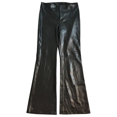 Alice Olivia Classics Black Faux Leather Flared Pants Women's Size 6 - Image 1 of 4