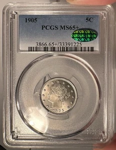 1905 5c PCGS MS 65+ CAC Liberty Nickel - Picture 1 of 4