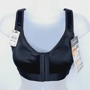 Leonisa Shapewear Unlined Wireless Posture Corrector Bra 34B Black Front Close - Picture 1 of 12