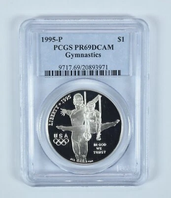 1995-P Olympic Gymnastics Commemorative Dollar PR69 DCAM PCGS Blue Label - Image 1 of 4
