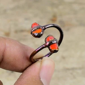Anillo llamativo electroformado promesa piedra coral esponja cobre venta día mujer - Imagen 1 de 6