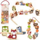 CLASSIC WORLD Wooden Threading Blocks Forest Animals 13 el.