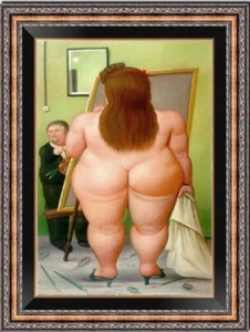 Hand-painted Oil painting Reproduction Fernando Botero Fat nude girl on canvas - Picture 1 of 2