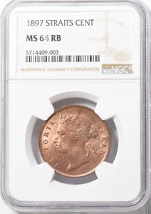 1897 Malayisia Straits Cent NGC MS64RB NG1849 - Picture 1 of 2