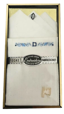 Pañuelo de bolsillo plegable continental bordado telar a mano nuevo de colección letra D Foto 1 de 3