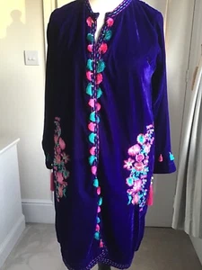 Purple velvet evening coat with beautiful embroidery size 10 - Picture 1 of 4