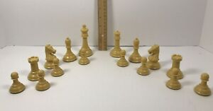 Vintage Drueke Tournament 6635 Off White Simulated Wood Replacement Chess Pieces