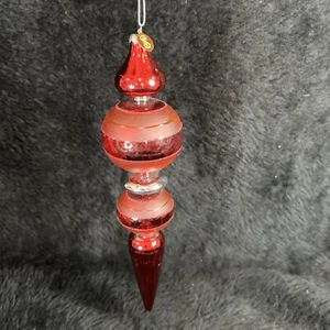 Midwest Seasons Of Cannon Falls Finial Red  Glass Christmas Ornament - Picture 1 of 9