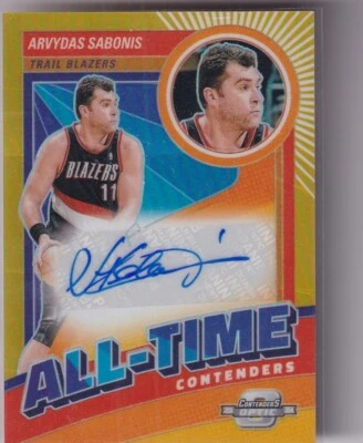 2023-24 Panini Contenders Optic NBA AT-ASP Arvydas Sabonis Gold Prizm Auto 3/10 - Image 1 of 2