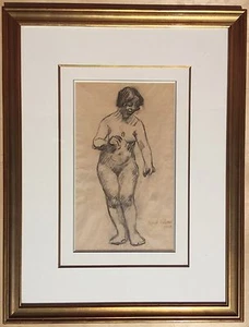 Dibujo original desnudo femenino carbón Marcel Valensi 1916 artista antiguo listado - Imagen 1 de 10