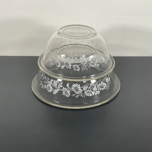Juego de 2 cuencos de anidación Pyrex niebla colonial transparente margarita francesa - Imagen 1 de 7