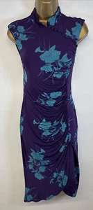 Phase Eight Dress Purple Blue Floral Oriental Chinese Bodycon Sleeveless UK 12 - Picture 1 of 14