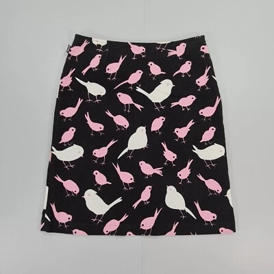 Moschino Mujer Falda Negra 12 Reino Unido Algodón Elastizado Hasta la Rodilla Pájaros Estampado Una Línea Foto 1 de 4